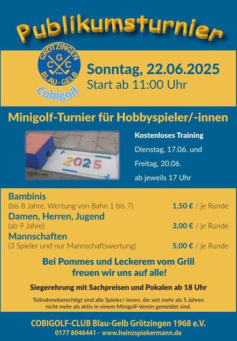 Einen Flyer hat der CGC Blau-Gelb Grötzingen für das Publikumsturnier veröffentlicht