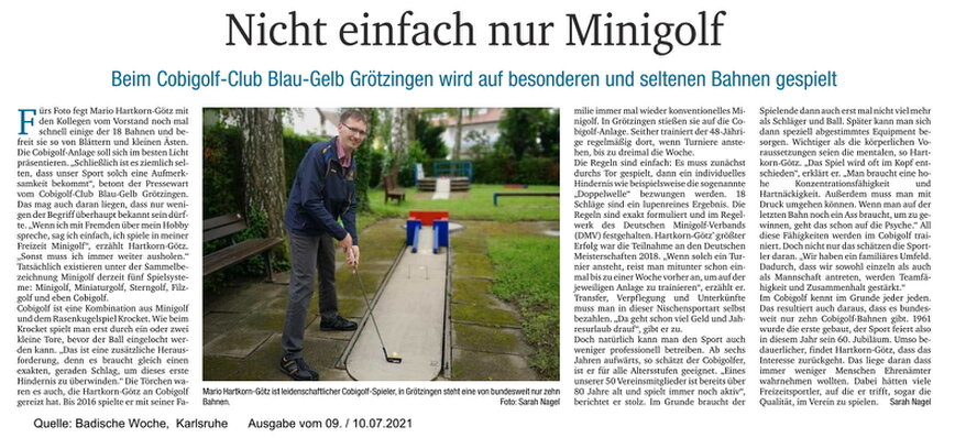 Nicht einfach nur Minigol ... eine Betrachtung aus der Zeitung "Badische Woche"